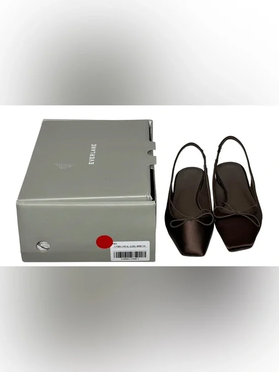 NIB Everlane The Ballet Slingback Heel in Deep Brown Satin, Size 5.5 - Picture 10 of 12